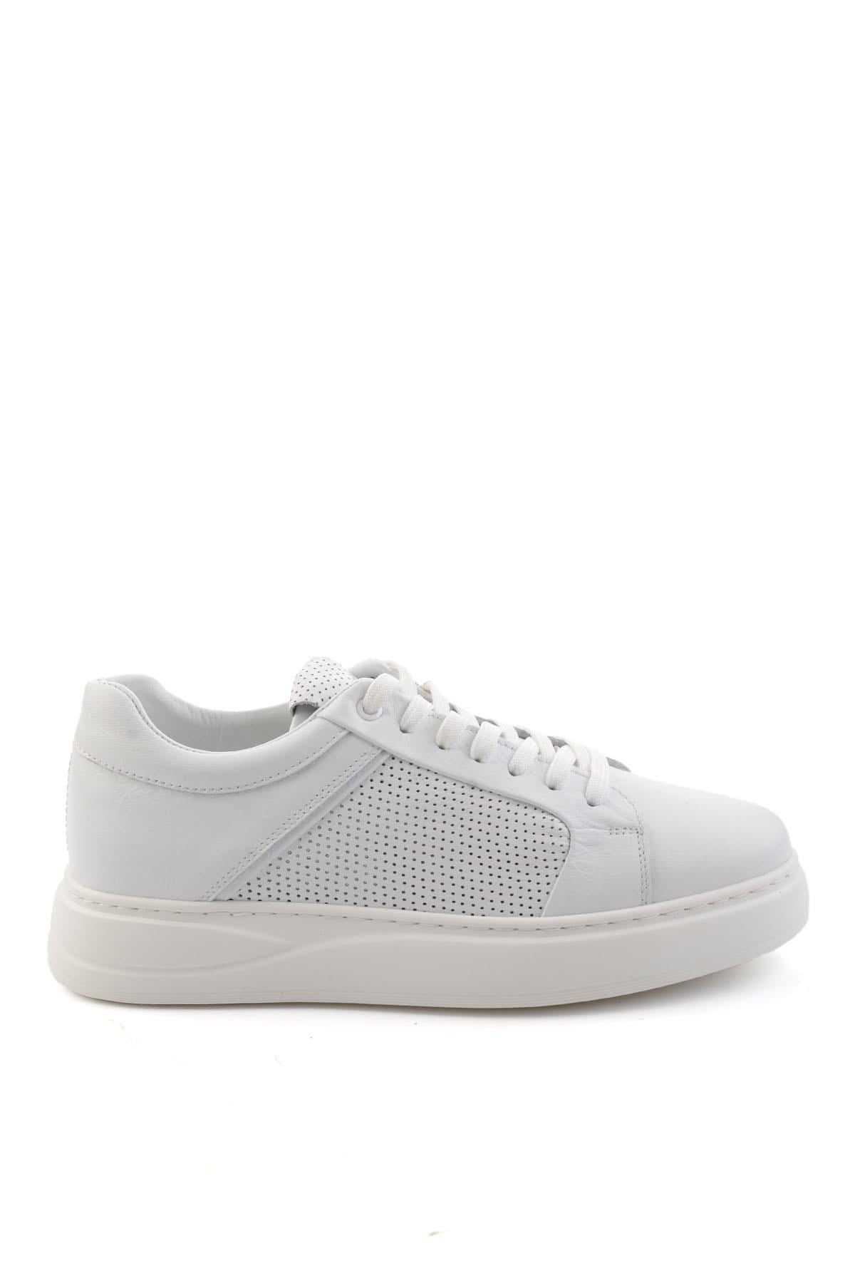 Beyaz Hakiki Deri Erkek Sneaker E01593027203