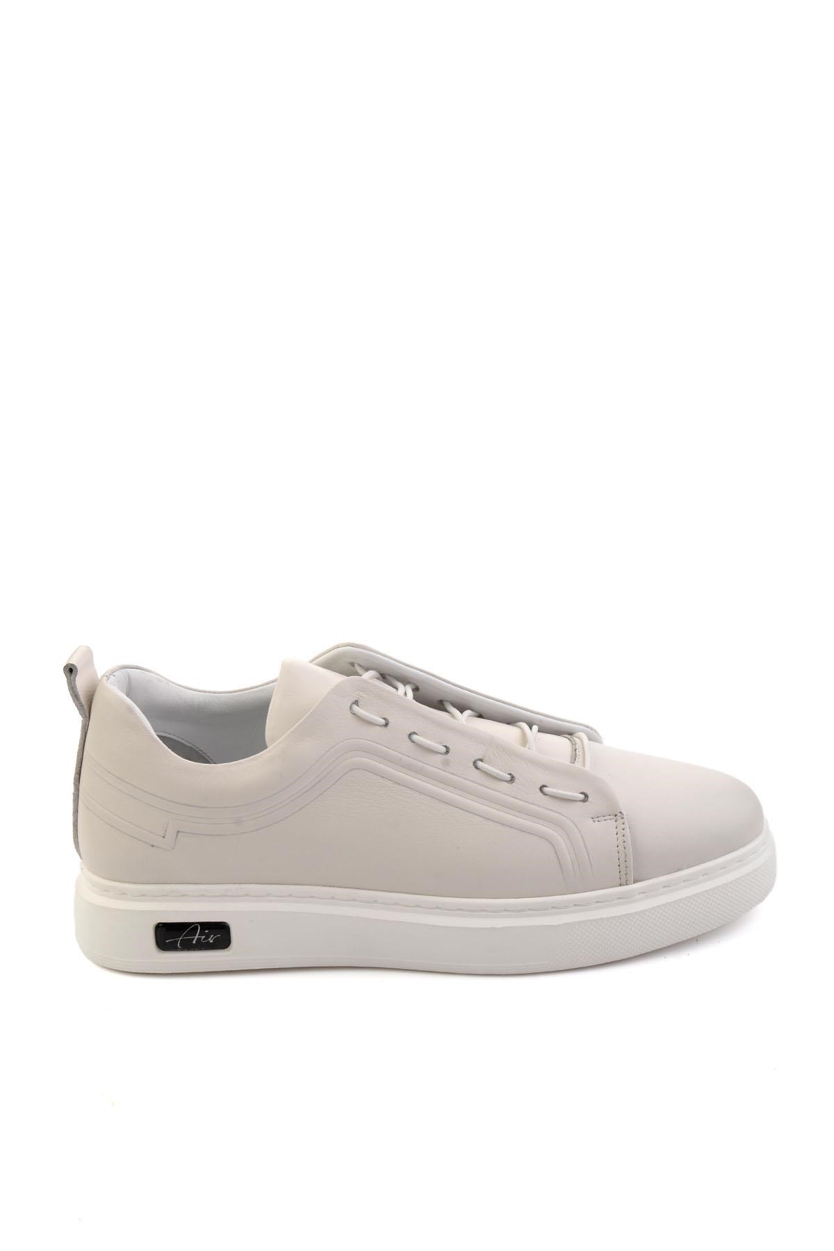 Beyaz Hakiki Deri Erkek Sneaker E01700178003
