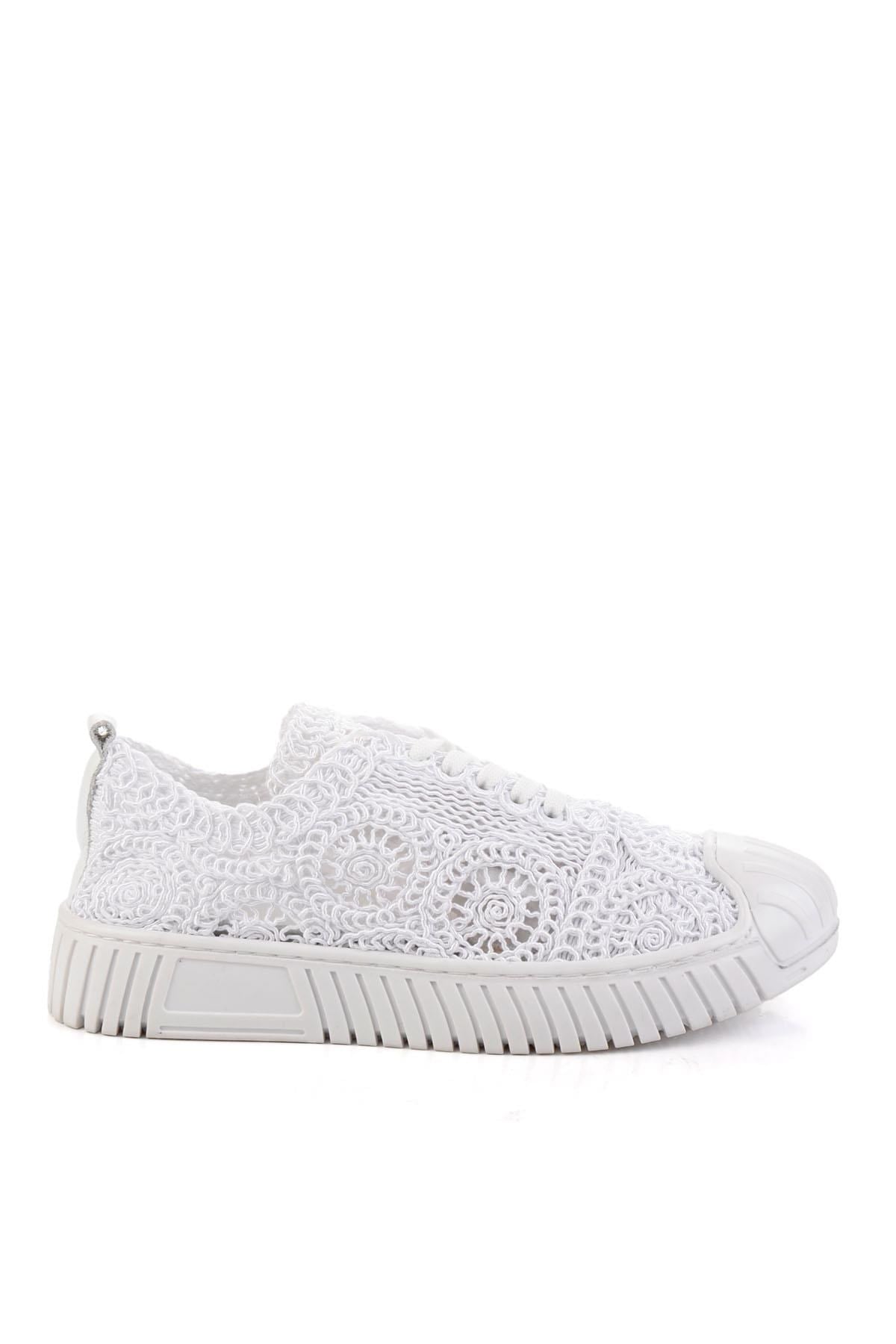 Beyaz Hakiki Deri Kadın Sneaker K01331175016
