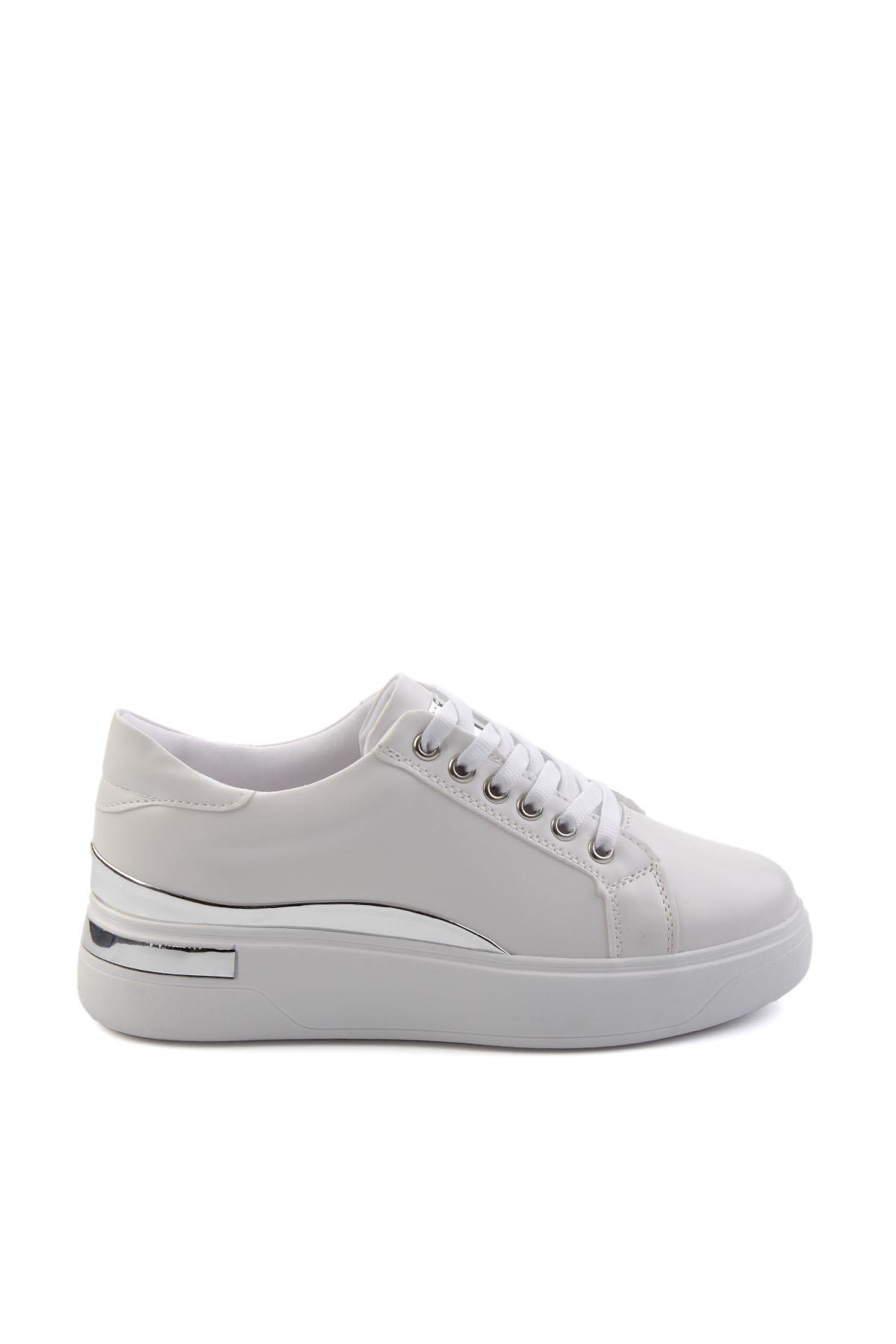 Beyaz Lame  Kadın Sneaker K01179001409