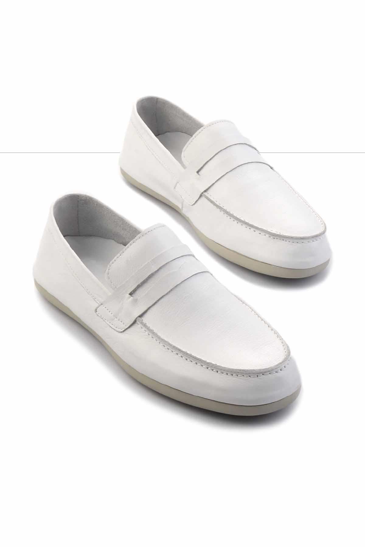 Beyaz Leather Erkek Loafer Ayakkabı E01304406643
