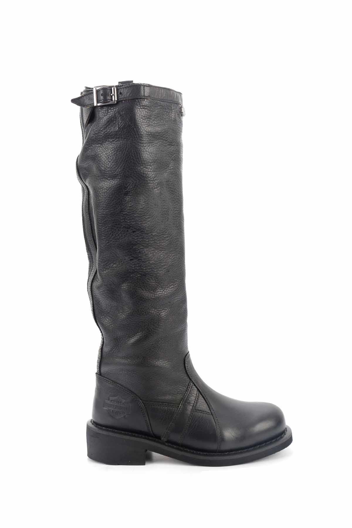 Black Hakiki Deri Kadın Bot & Bootie HD0777163203