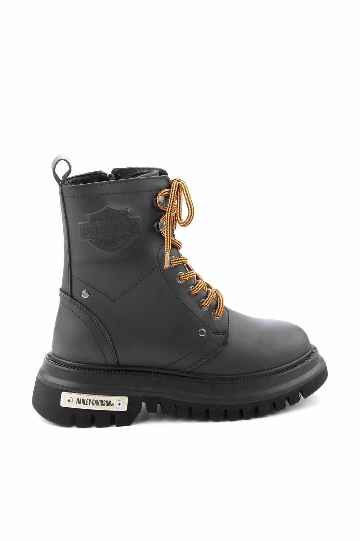 Black Hakiki Deri Kadın Bot & Bootie HD0777002903