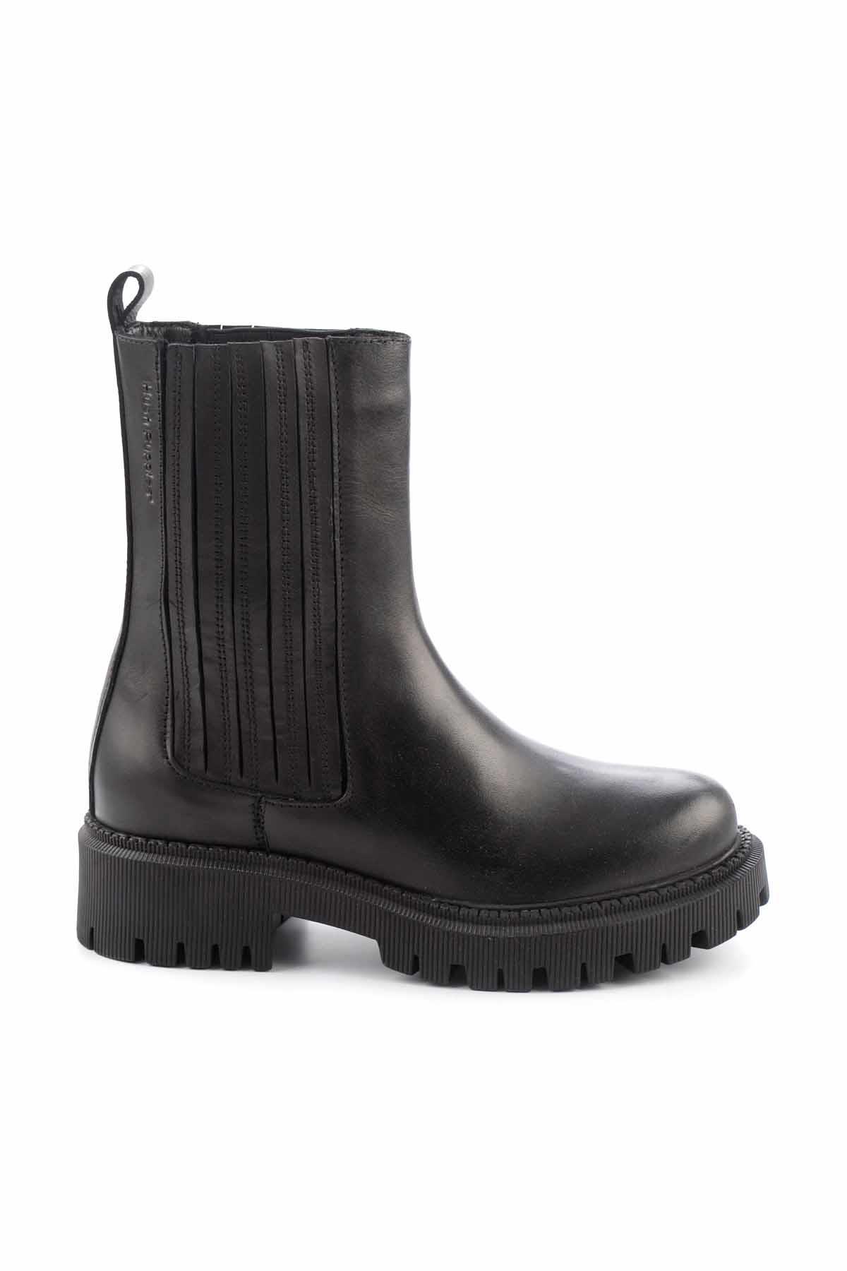Black Hakiki Deri Kadın Bot & Bootie HP0144182403