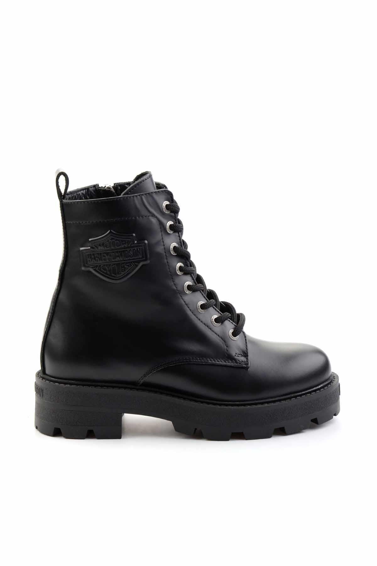 Black Leather Kadın Bot & Bootie HD0777005703