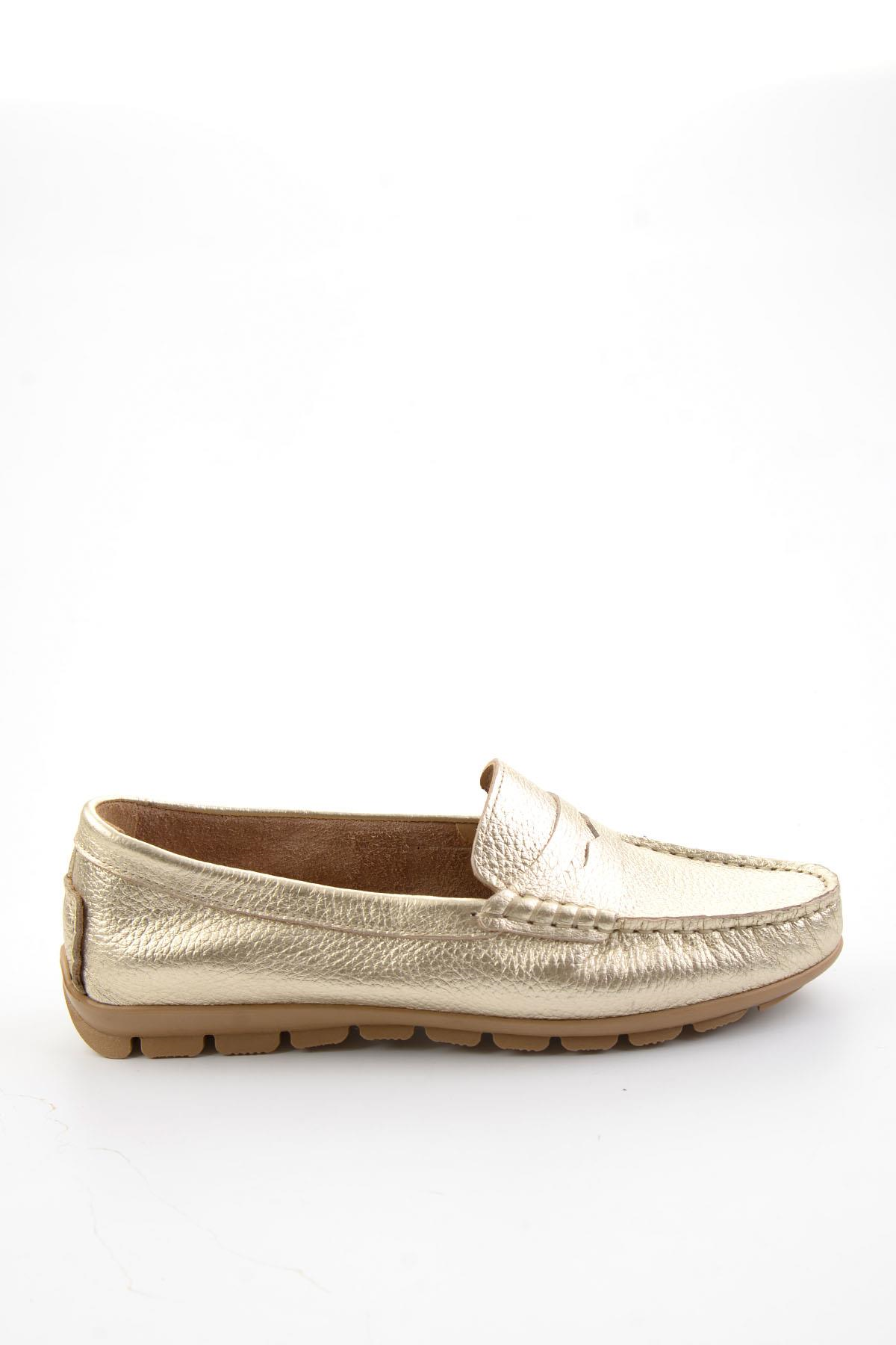 Gold Hakiki Deri Kadın Loafer Ayakkabı K01680000103