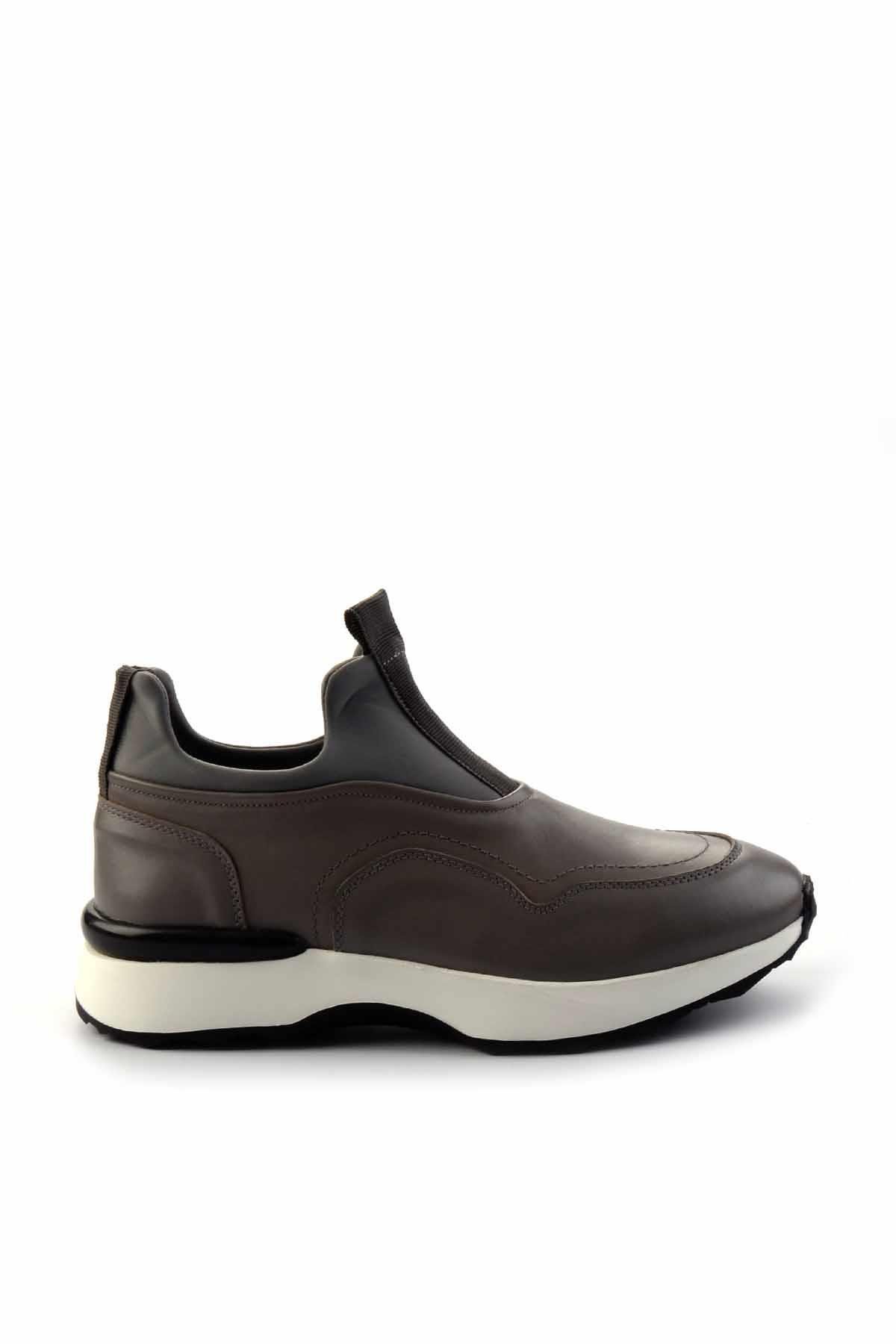 Gri Hakiki Deri Erkek Sneaker E01585729203