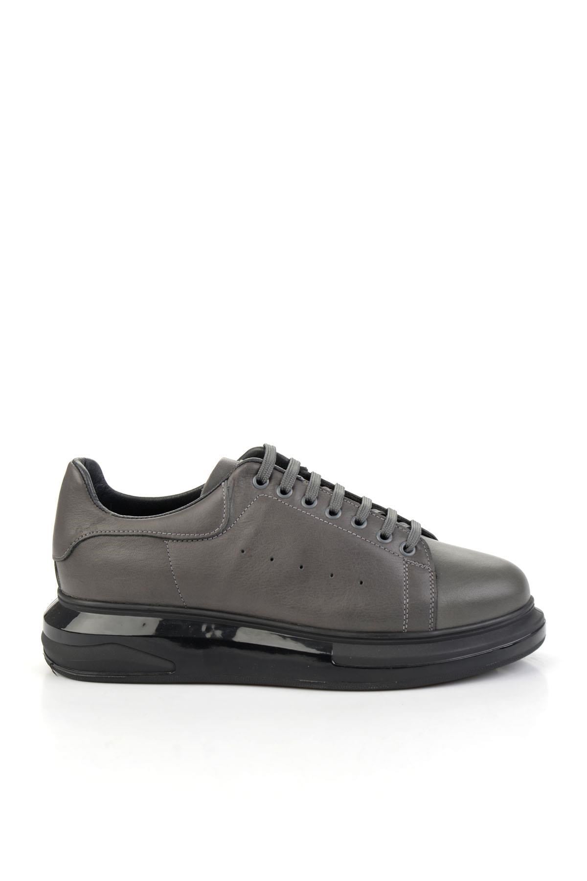 Gri Hakiki Deri Erkek Sneaker E01811100743