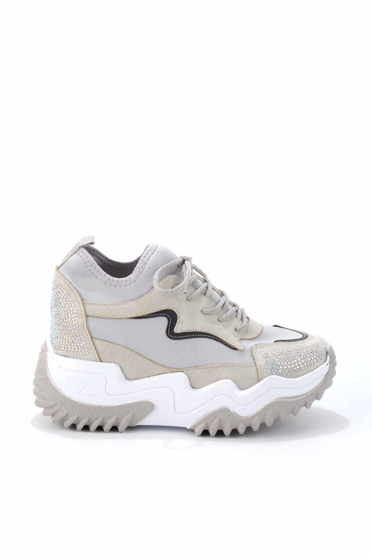 Gri Streç  Kadın Sneaker K01970222217