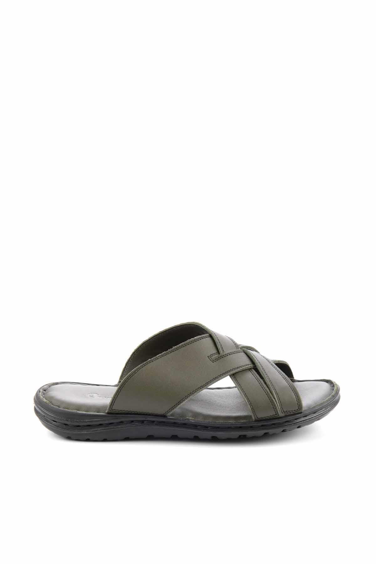 Haki Leather Erkek Terlik E04200050703