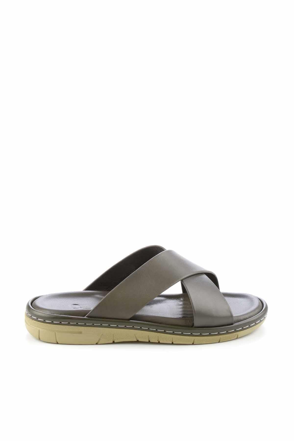 Haki Leather Erkek Terlik E04801411003