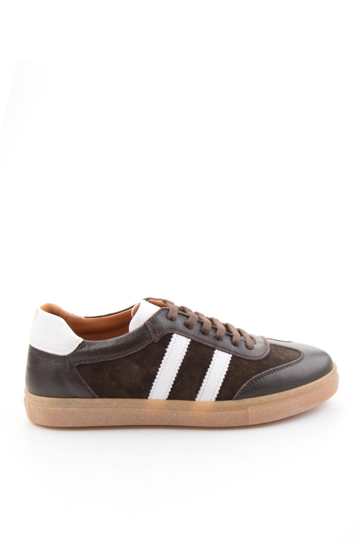 Kahve Beyaz Hakiki Deri Kadın Sneaker K01045050103
