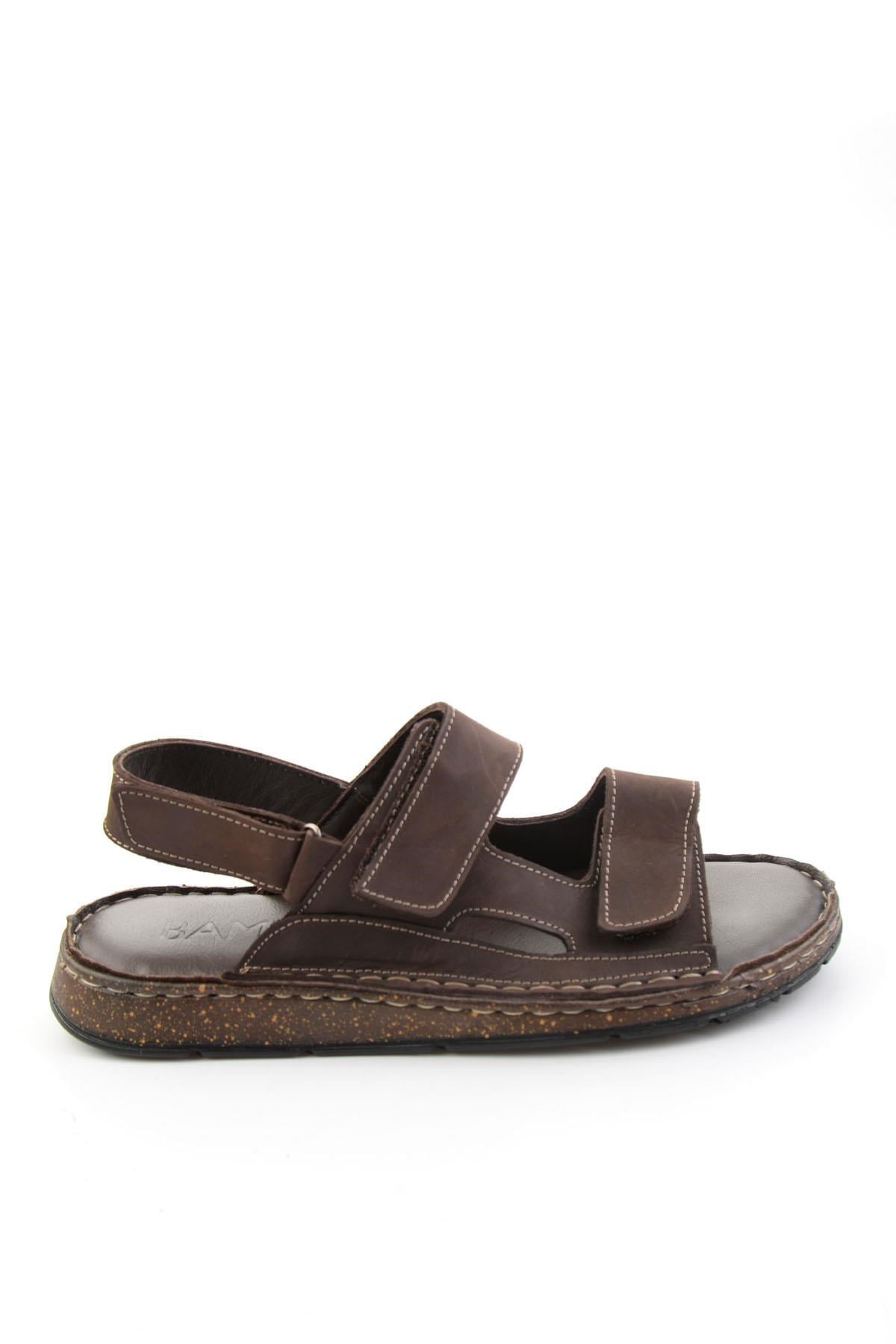 Kahve Hakiki Deri Erkek Sandalet E05433011501
