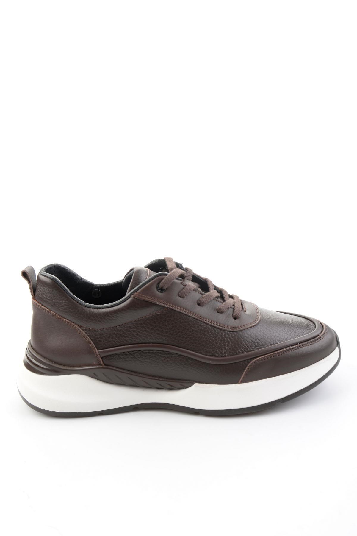 Kahve Hakiki Deri Erkek Sneaker E01958176543