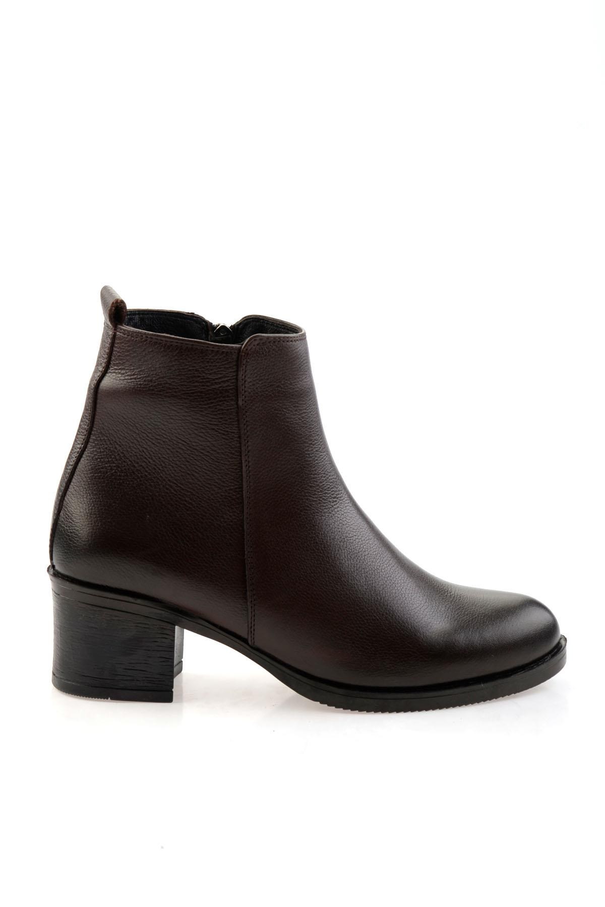 Kahve Hakiki Deri Kadın Bot & Bootie K02286001103