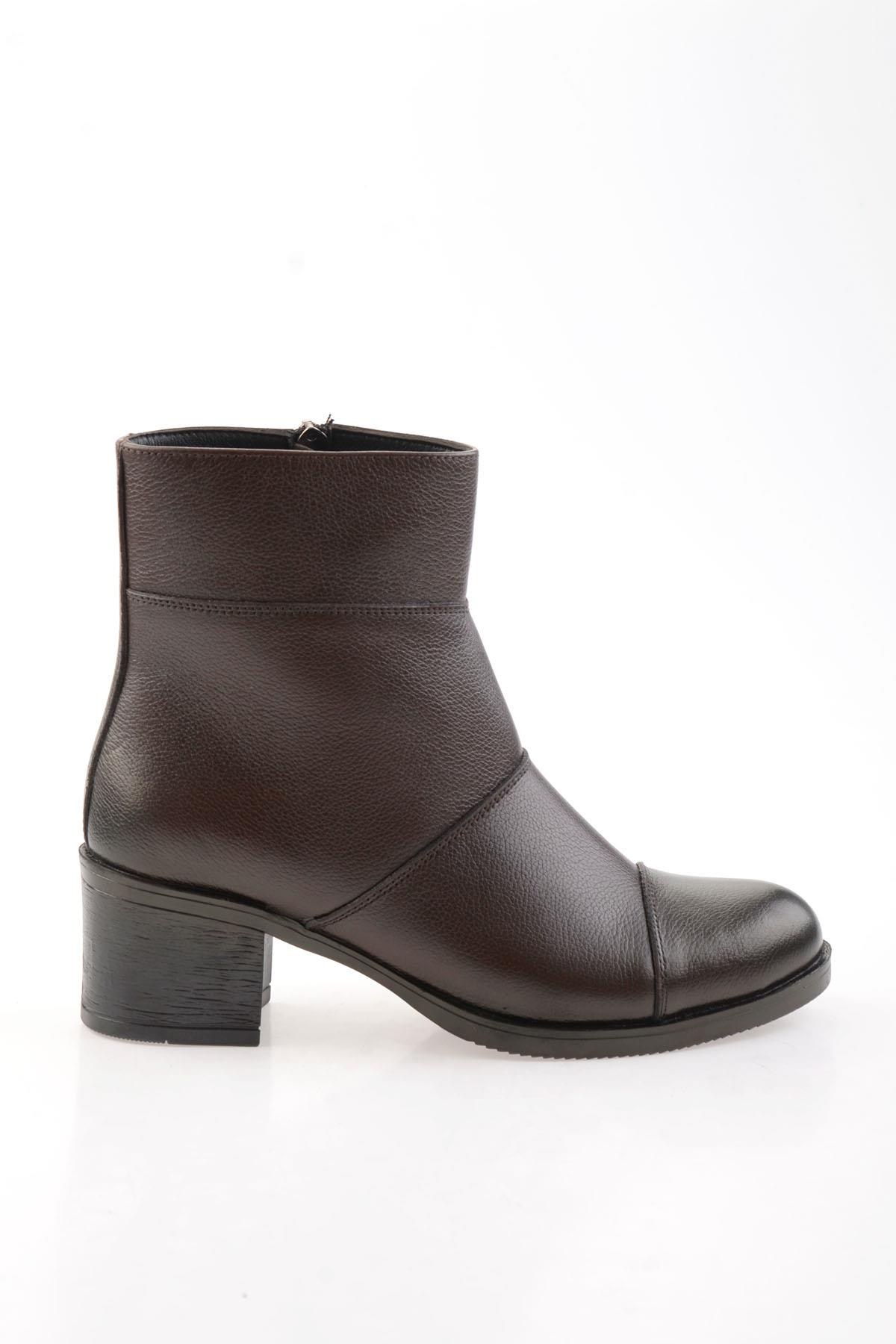 Kahve Hakiki Deri Kadın Bot & Bootie K02286001703