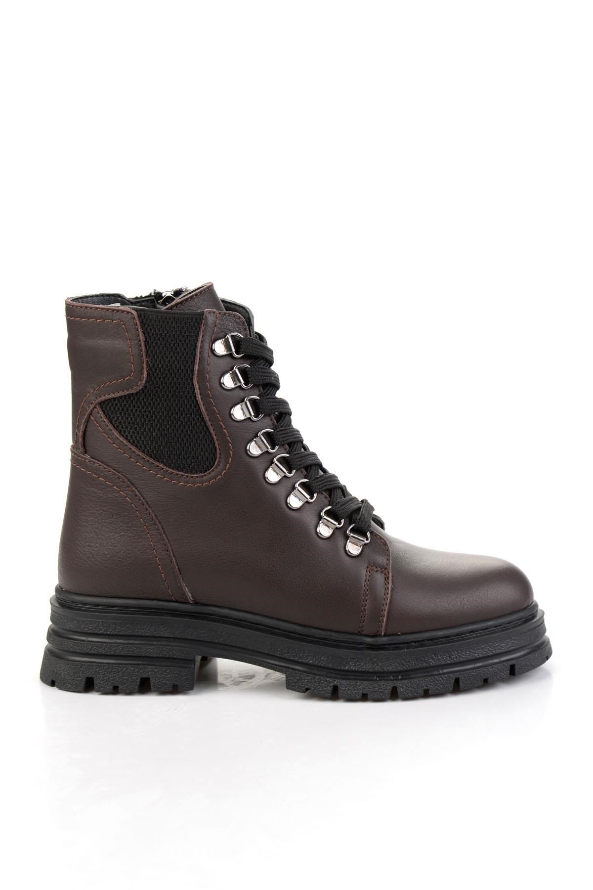 Kahve Hakiki Deri Kadın Bot & Bootie K02462040403
