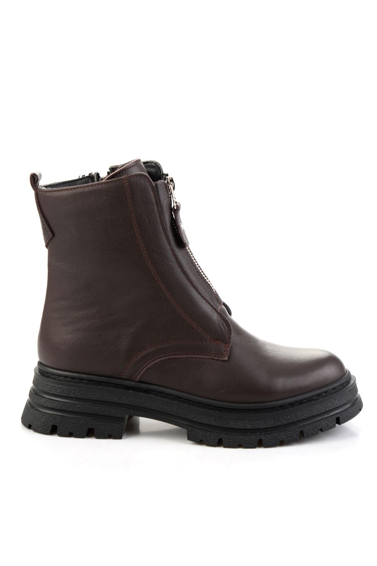 Kahve Hakiki Deri Kadın Bot & Bootie K02286089903
