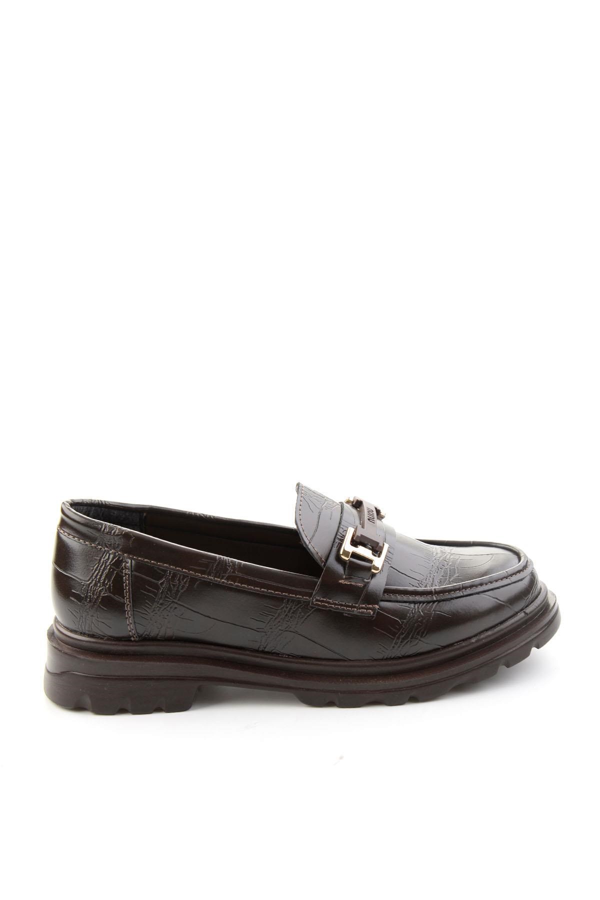 Kahve Kroko  Kadın Loafer Ayakkabı K01179828111