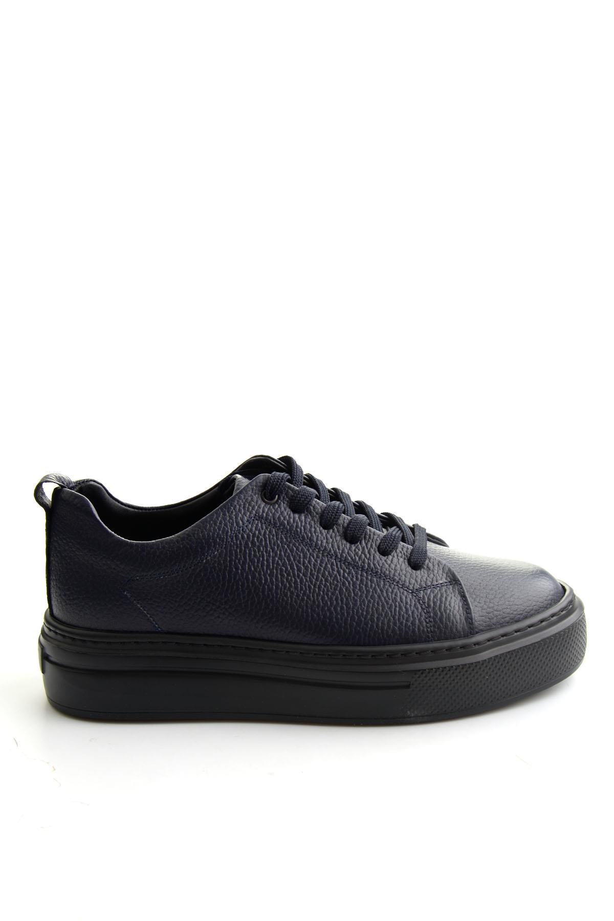 Lacivert Floter Hakiki Deri Erkek Sneaker E01089009540