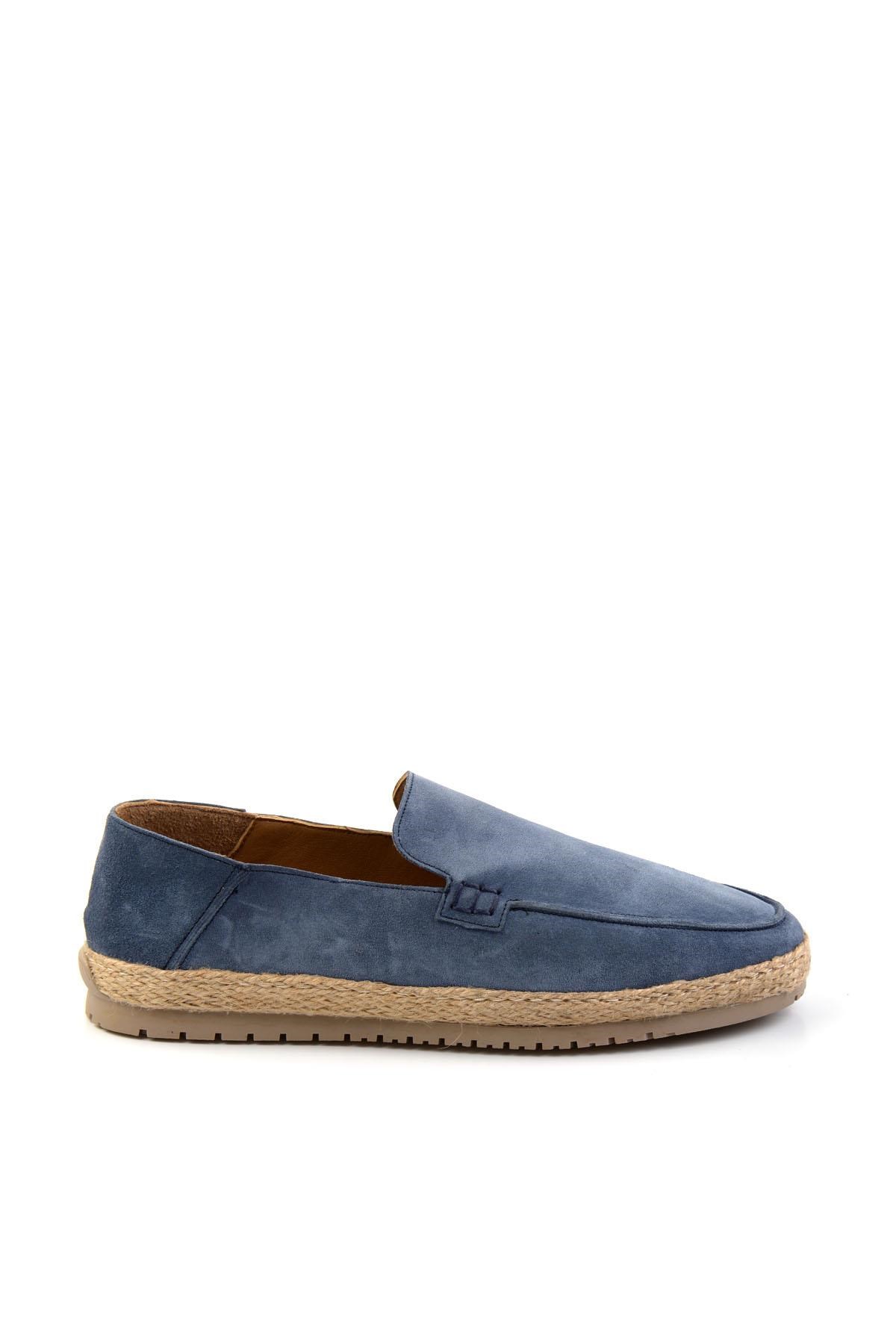 Lacivert Hakiki Deri Erkek Espadril E01589500002