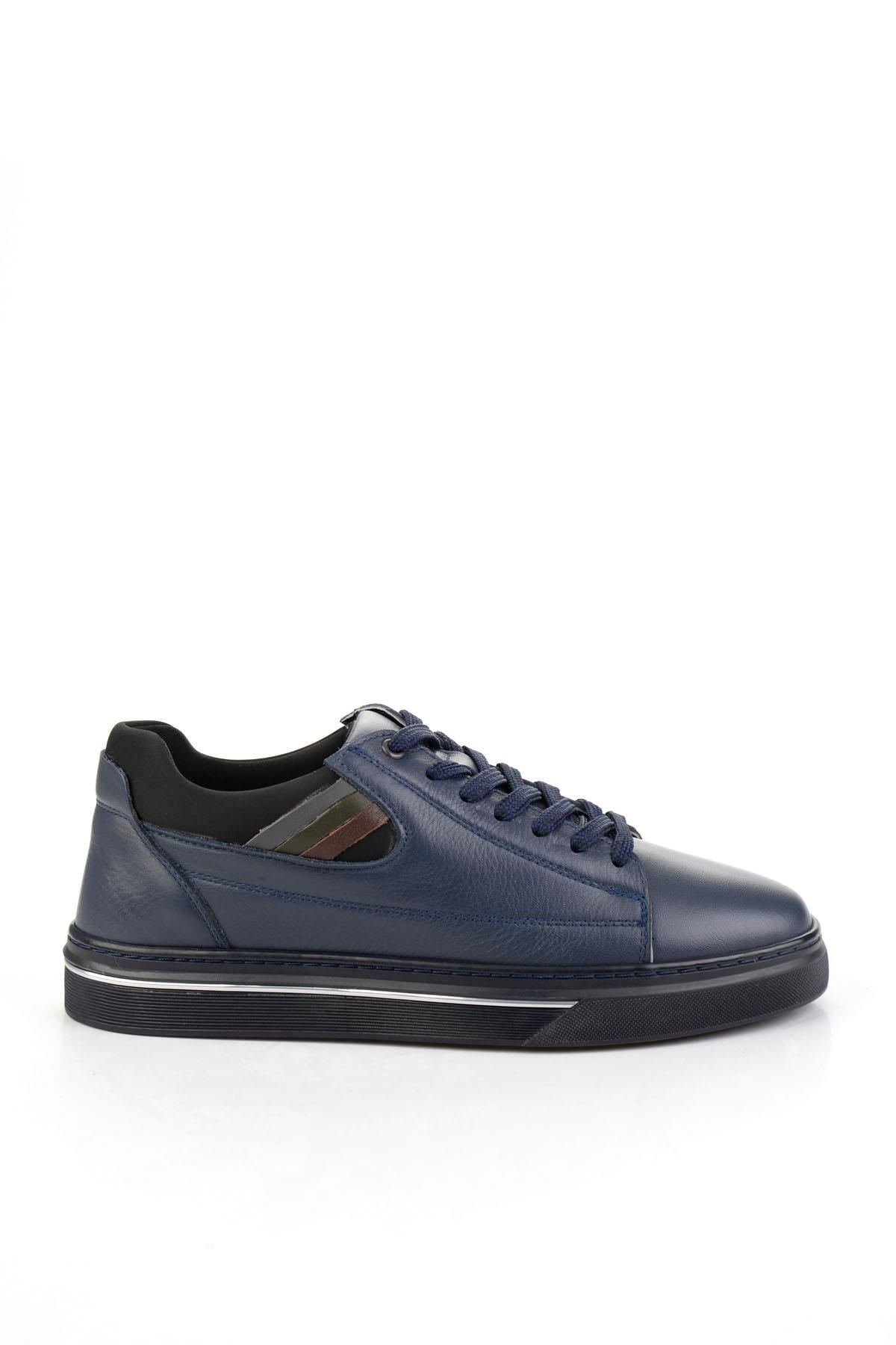 Lacivert Hakiki Deri Erkek Sneaker E01082011203