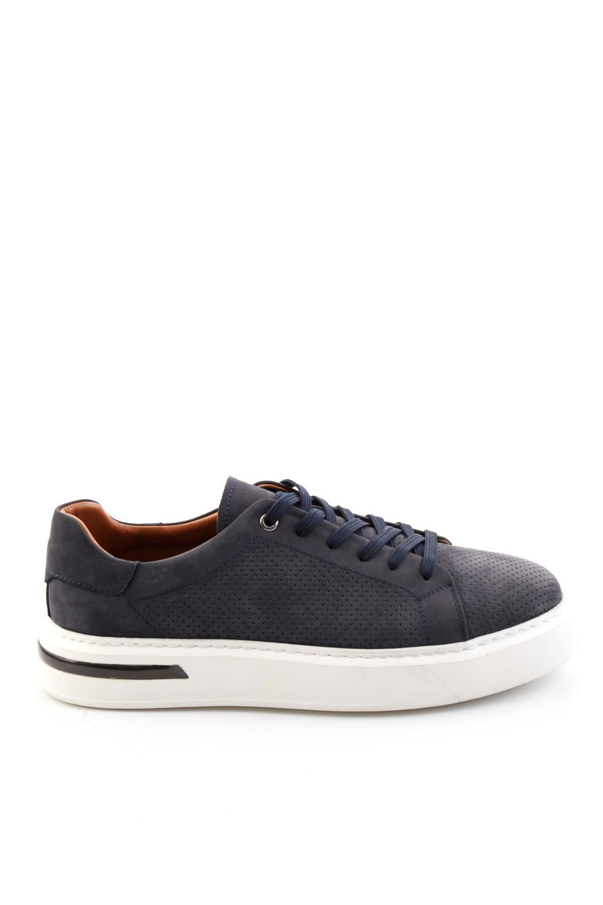 Lacivert Hakiki Deri Erkek Sneaker E01396200701