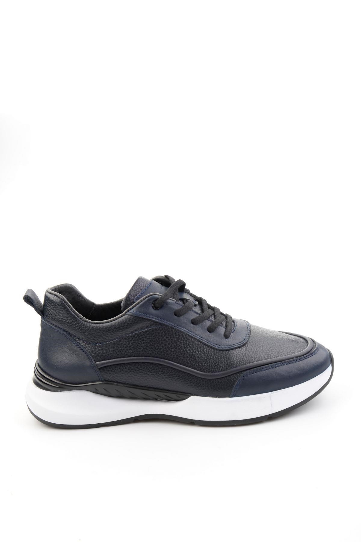 Lacivert Hakiki Deri Erkek Sneaker E01958176543