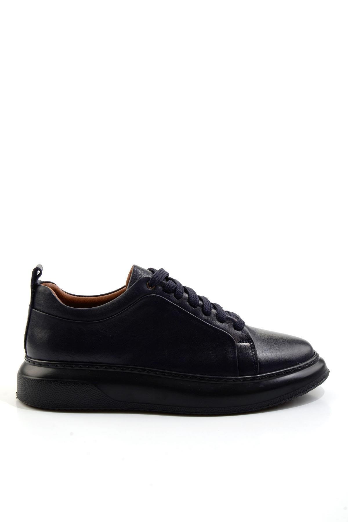 Lacivert Hakiki Deri Erkek Sneaker E01594315143