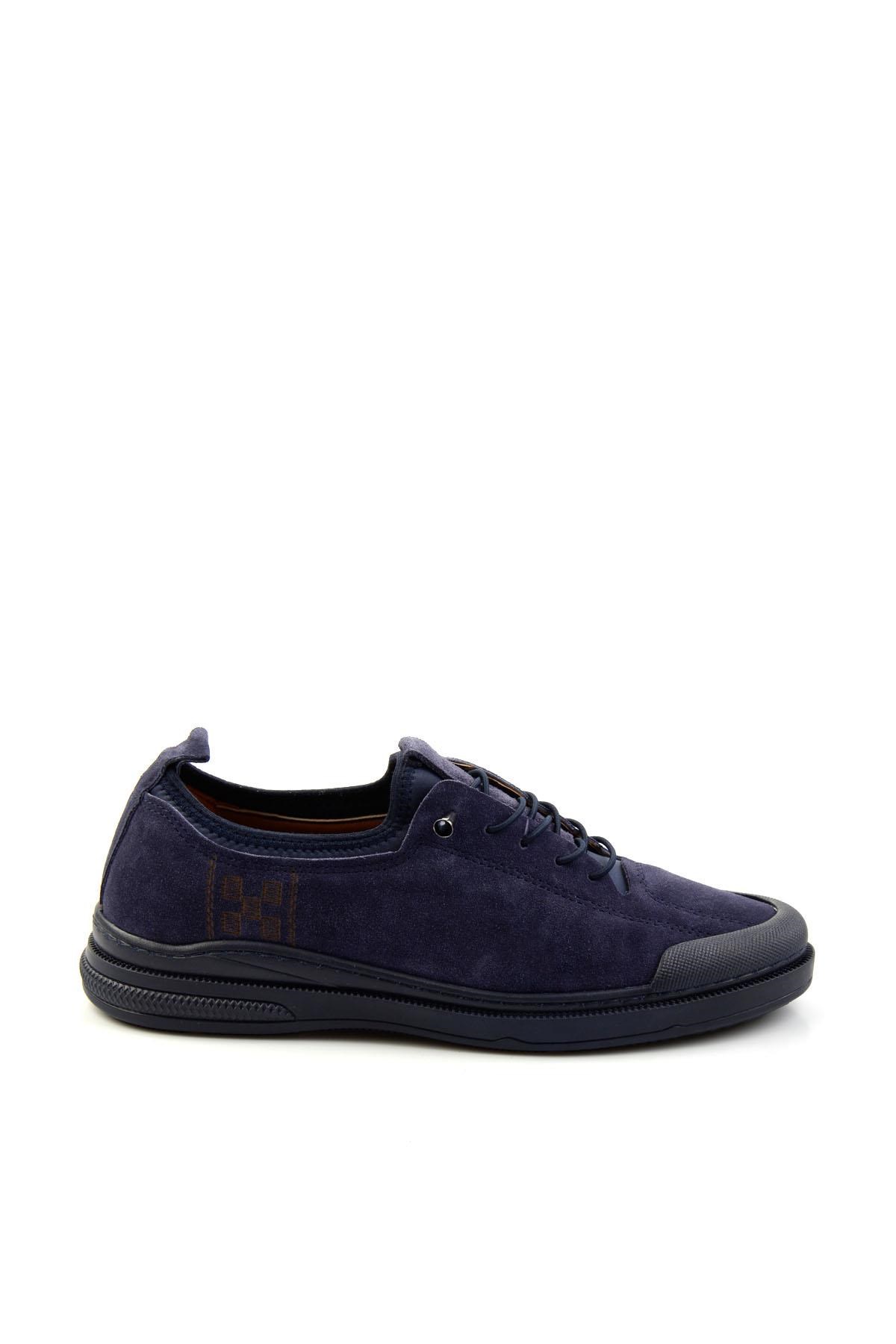 Lacivert Hakiki Deri Erkek Sneaker E01084240802