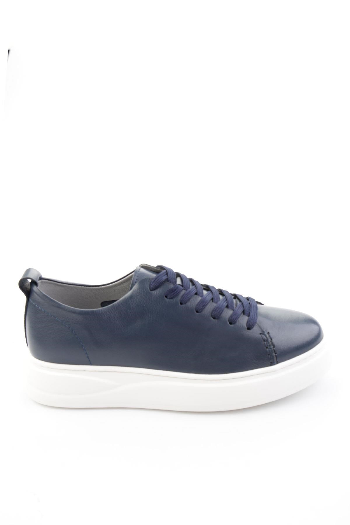 Lacivert Hakiki Deri Erkek Sneaker E01593202503