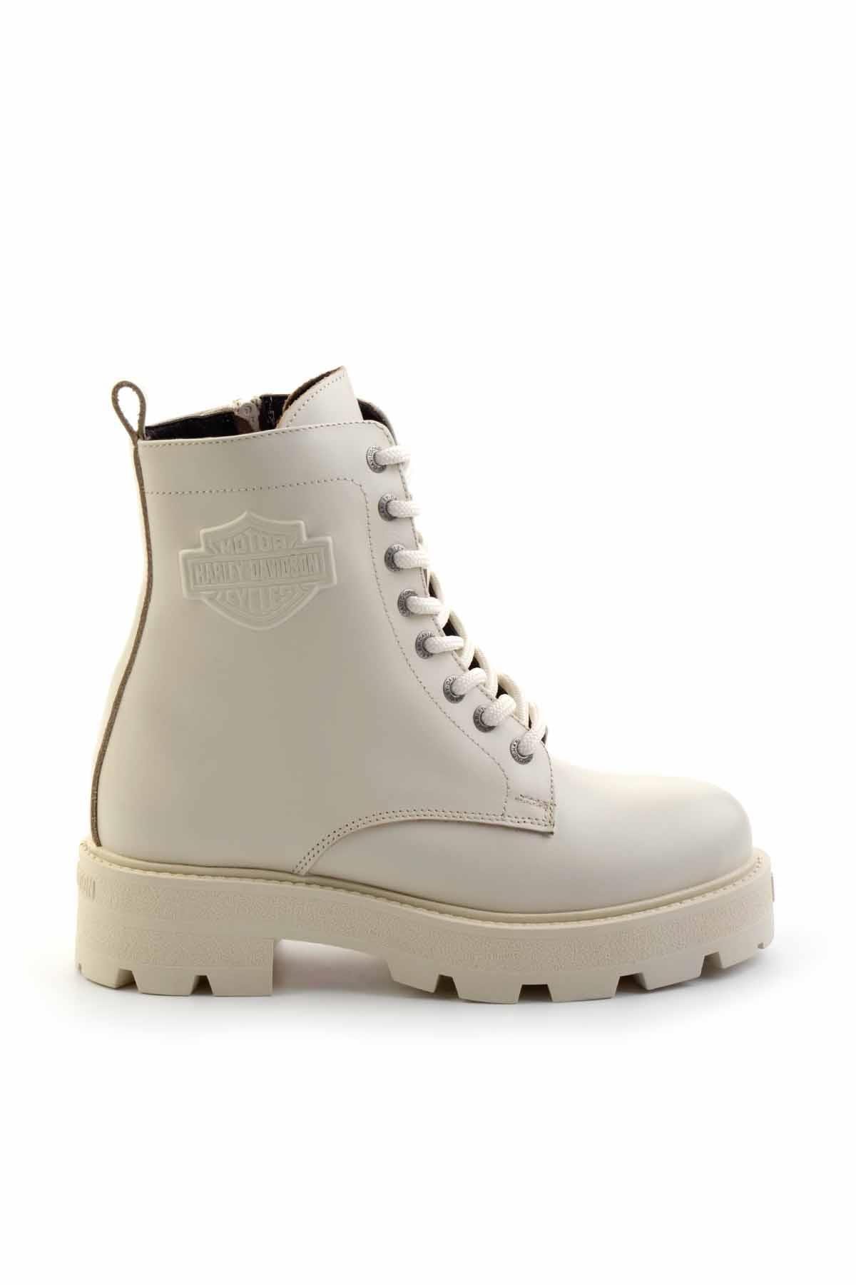 Off White Leather Kadın Bot & Bootie HD0777005703