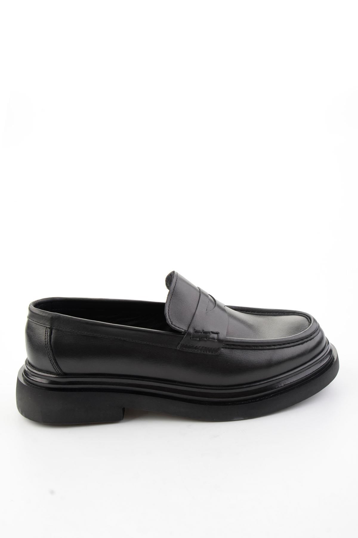 Siyah Antik Hakiki Deri Erkek Loafer Ayakkabı E01820604841