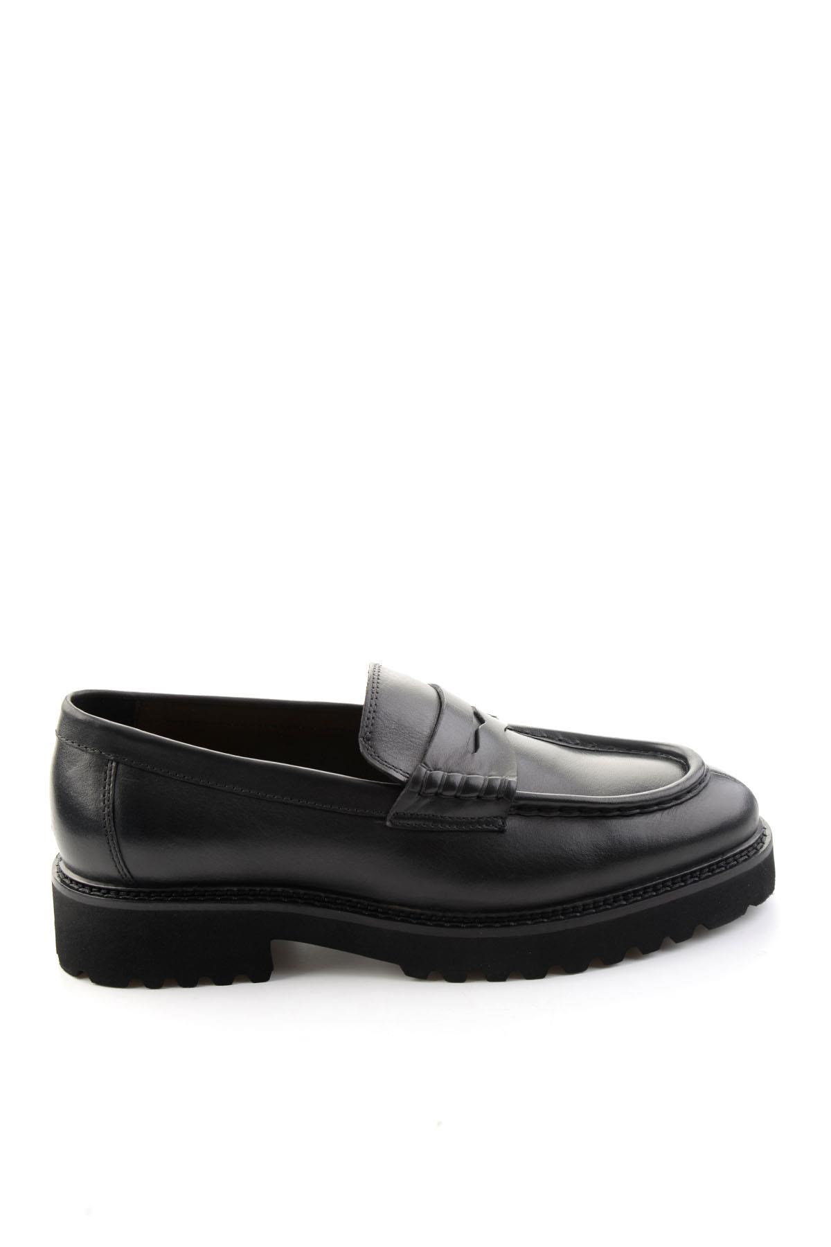 Siyah Antik Hakiki Deri Erkek Loafer Ayakkabı E01648626941