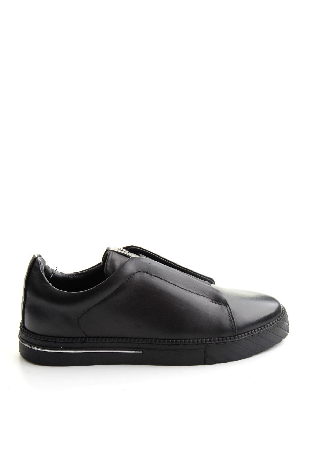 Siyah Antik Hakiki Deri Erkek Sneaker E01610197141
