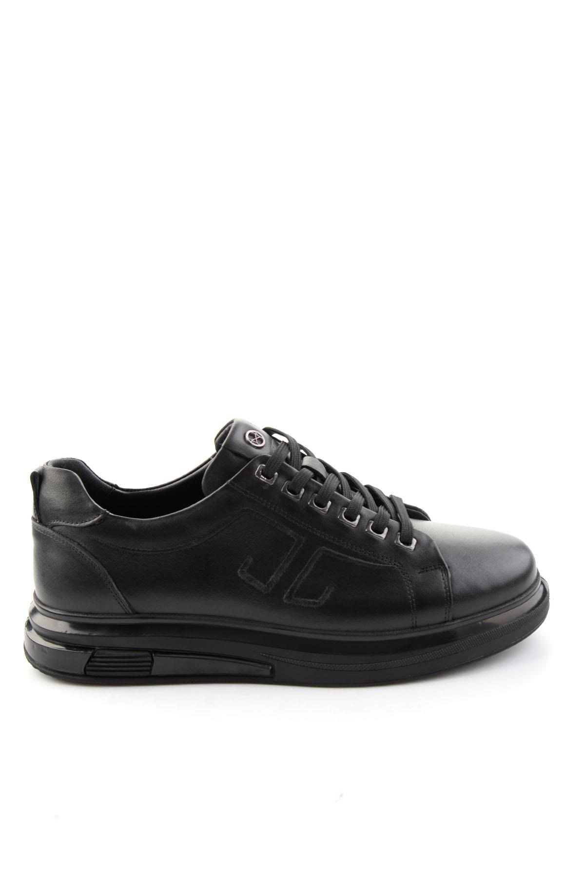 Siyah Antik Hakiki Deri Erkek Sneaker E01398203041