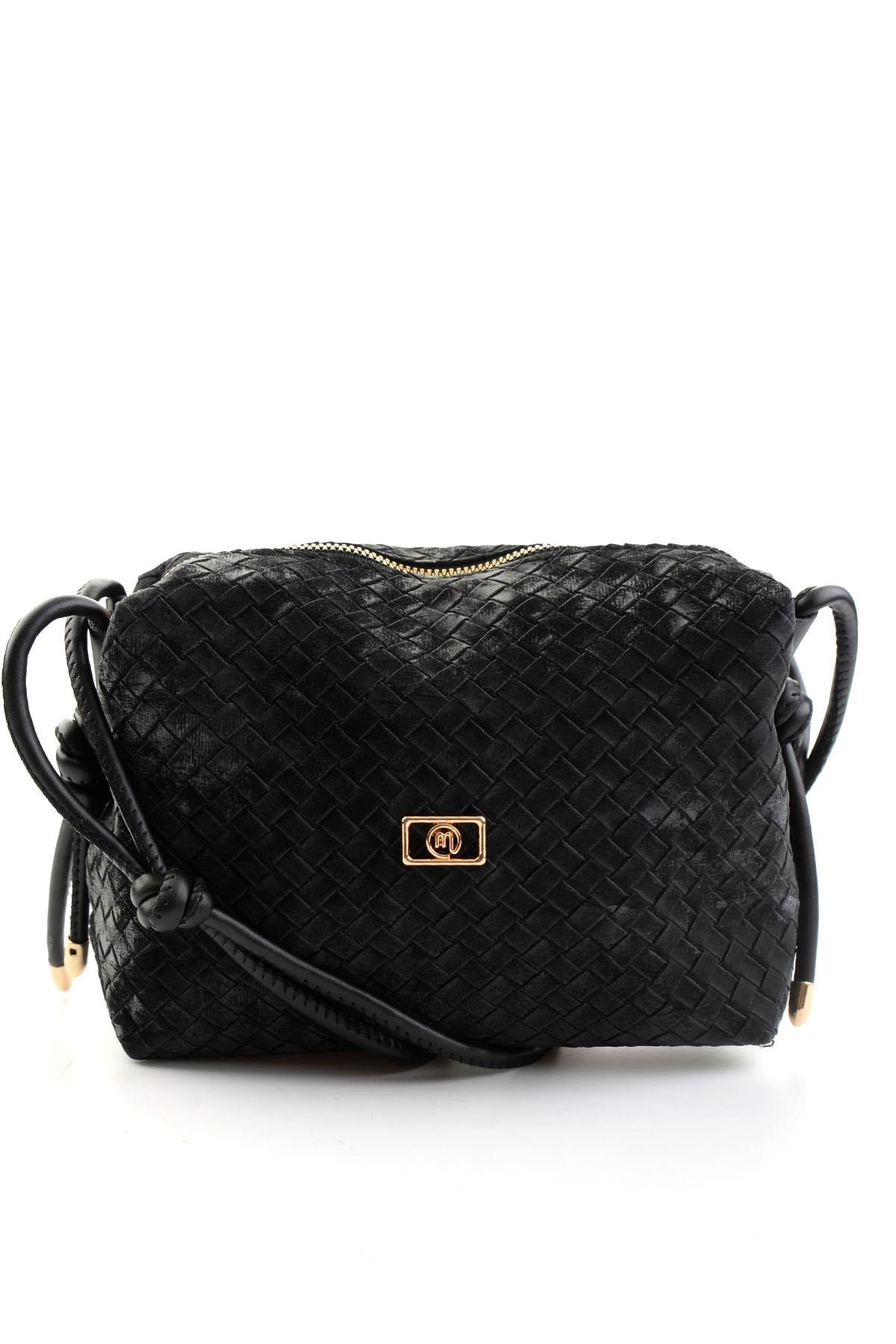 Siyah Baskı Nubuk  Kadın Postacı Çanta C06650267924