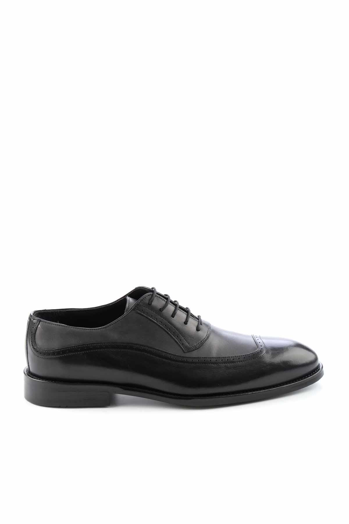 Siyah Gri Leather Erkek Klasik Ayakkabı E01755111603