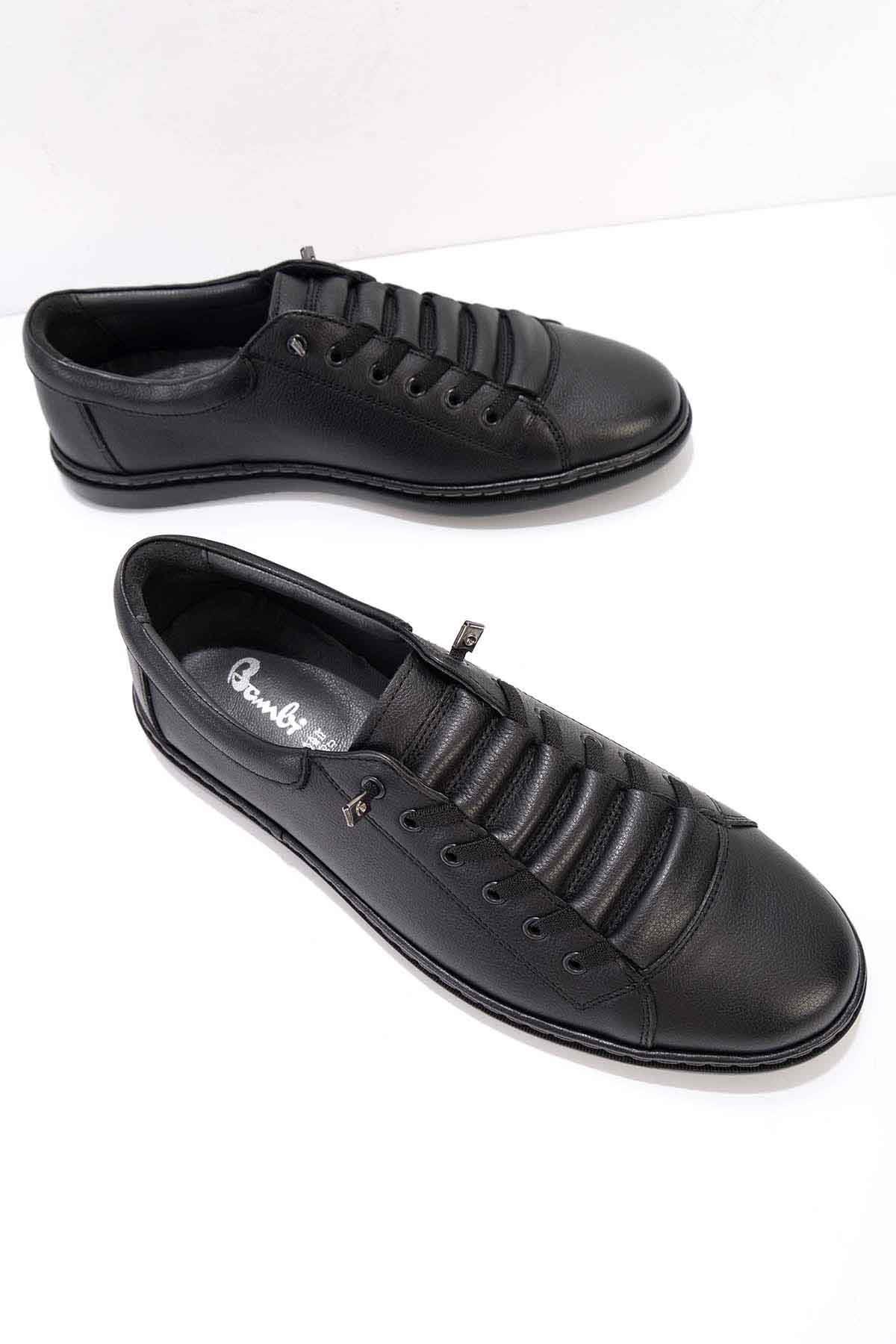 Siyah Hakiki Deri Erkek Casual Ayakkabı E01900201403