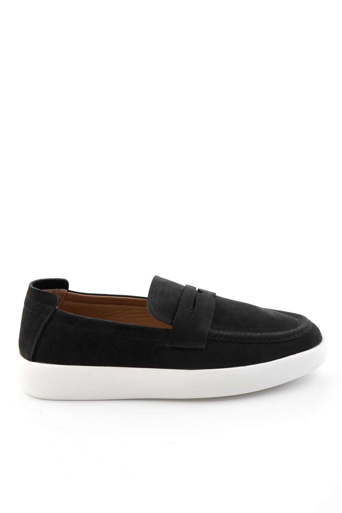 Siyah Hakiki Deri Erkek Loafer Ayakkabı E01396304501