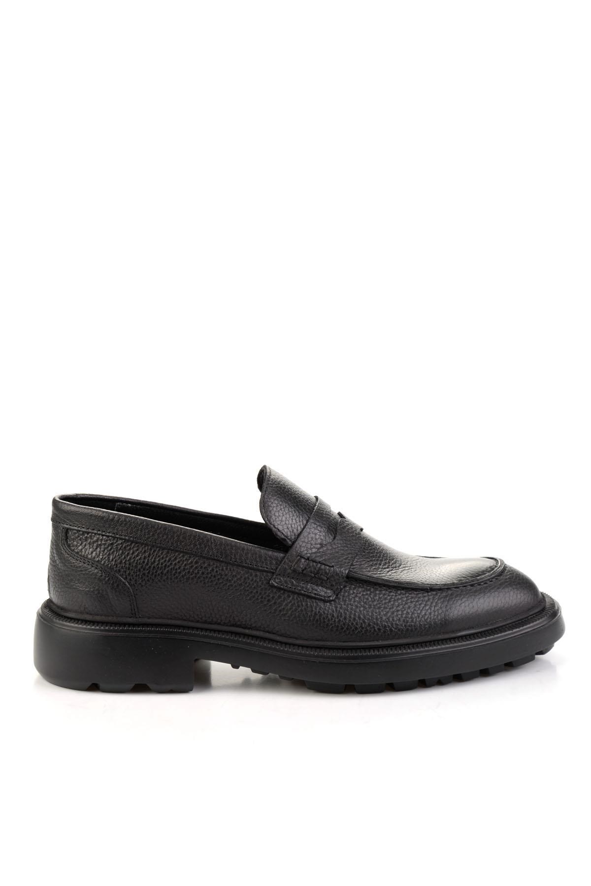 Siyah Hakiki Deri Erkek Loafer Ayakkabı E01054200440