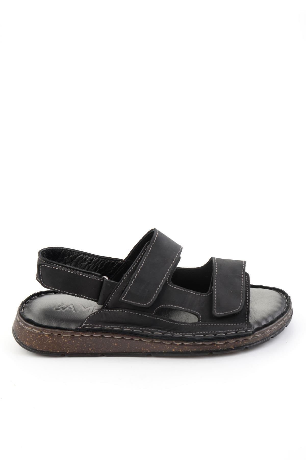 Siyah Hakiki Deri Erkek Sandalet E05433011501