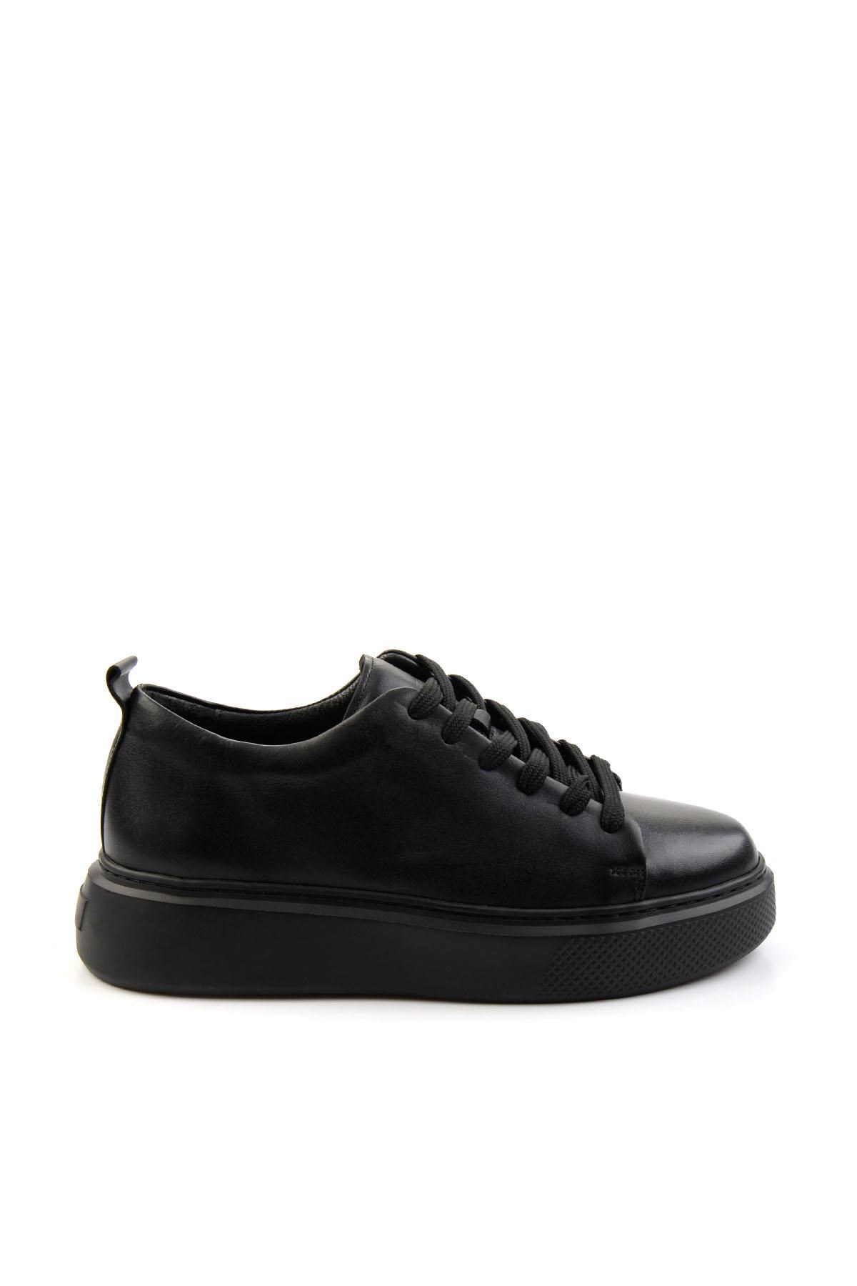 Siyah Hakiki Deri Erkek Sneaker E01011032503