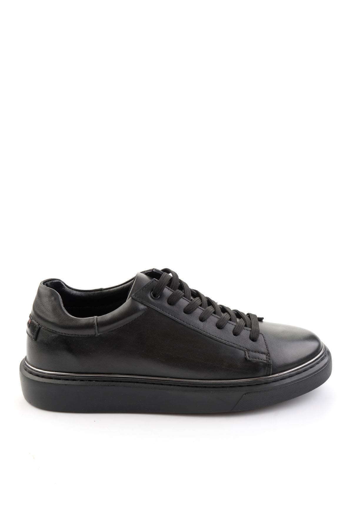 Siyah Hakiki Deri Erkek Sneaker E01054202643