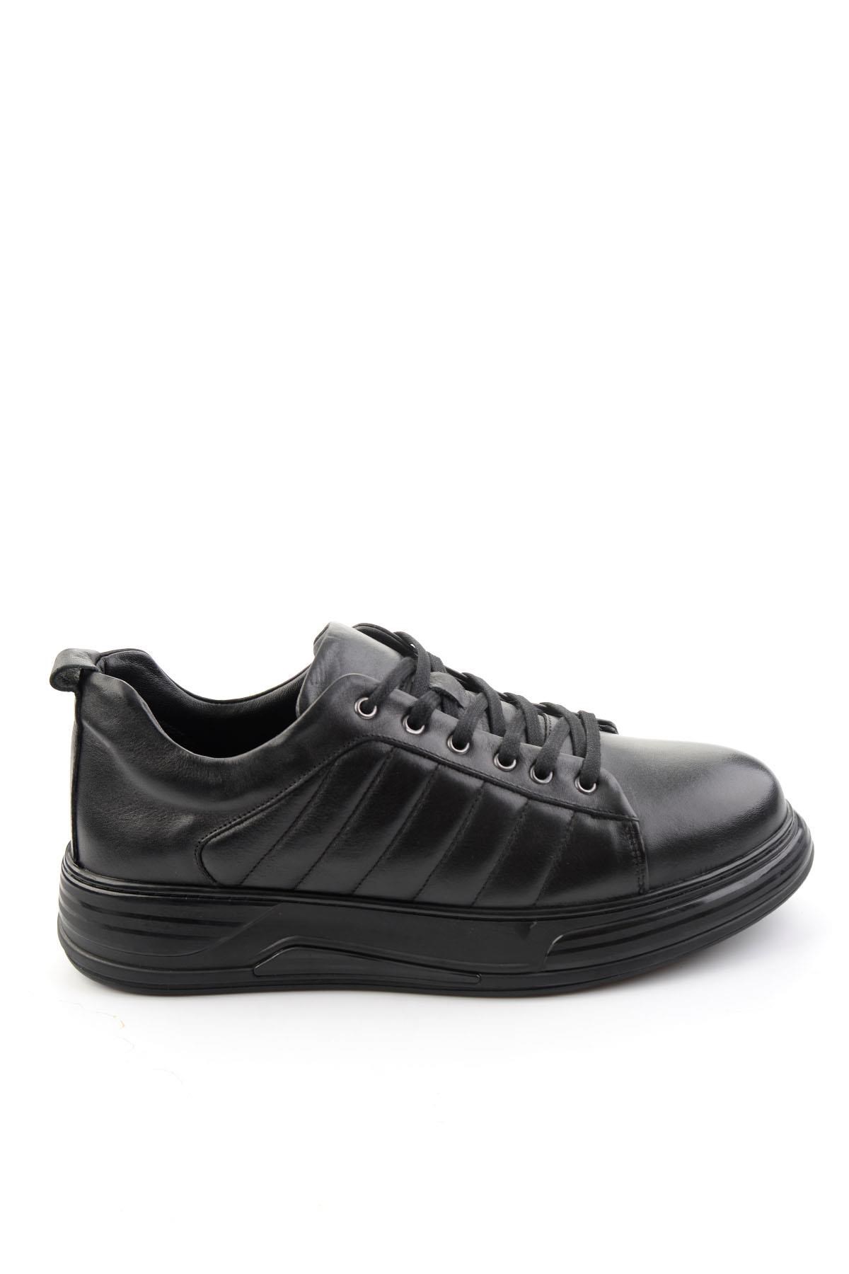 Siyah Hakiki Deri Erkek Sneaker E01080218443