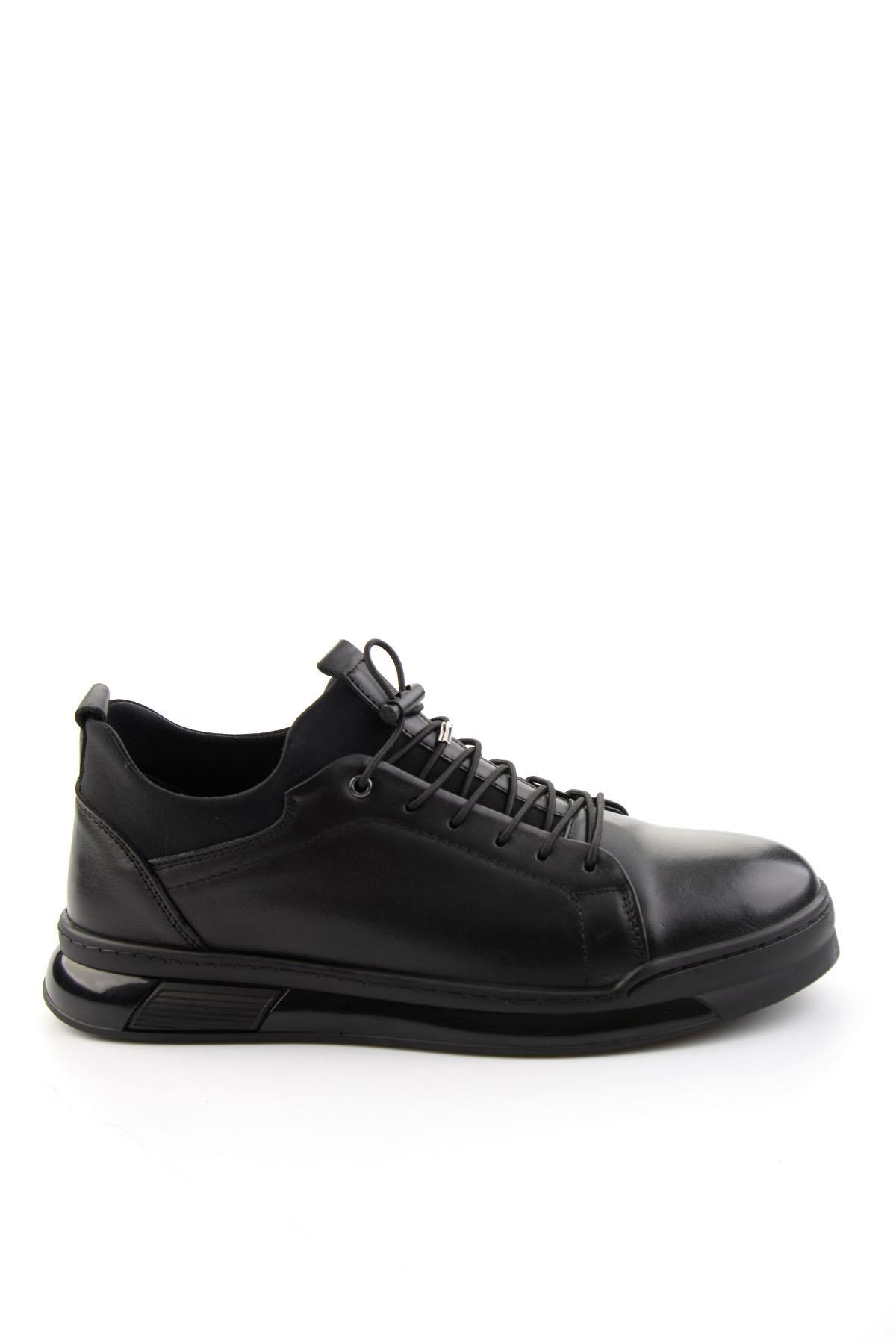 Siyah Hakiki Deri Erkek Sneaker E01080228543