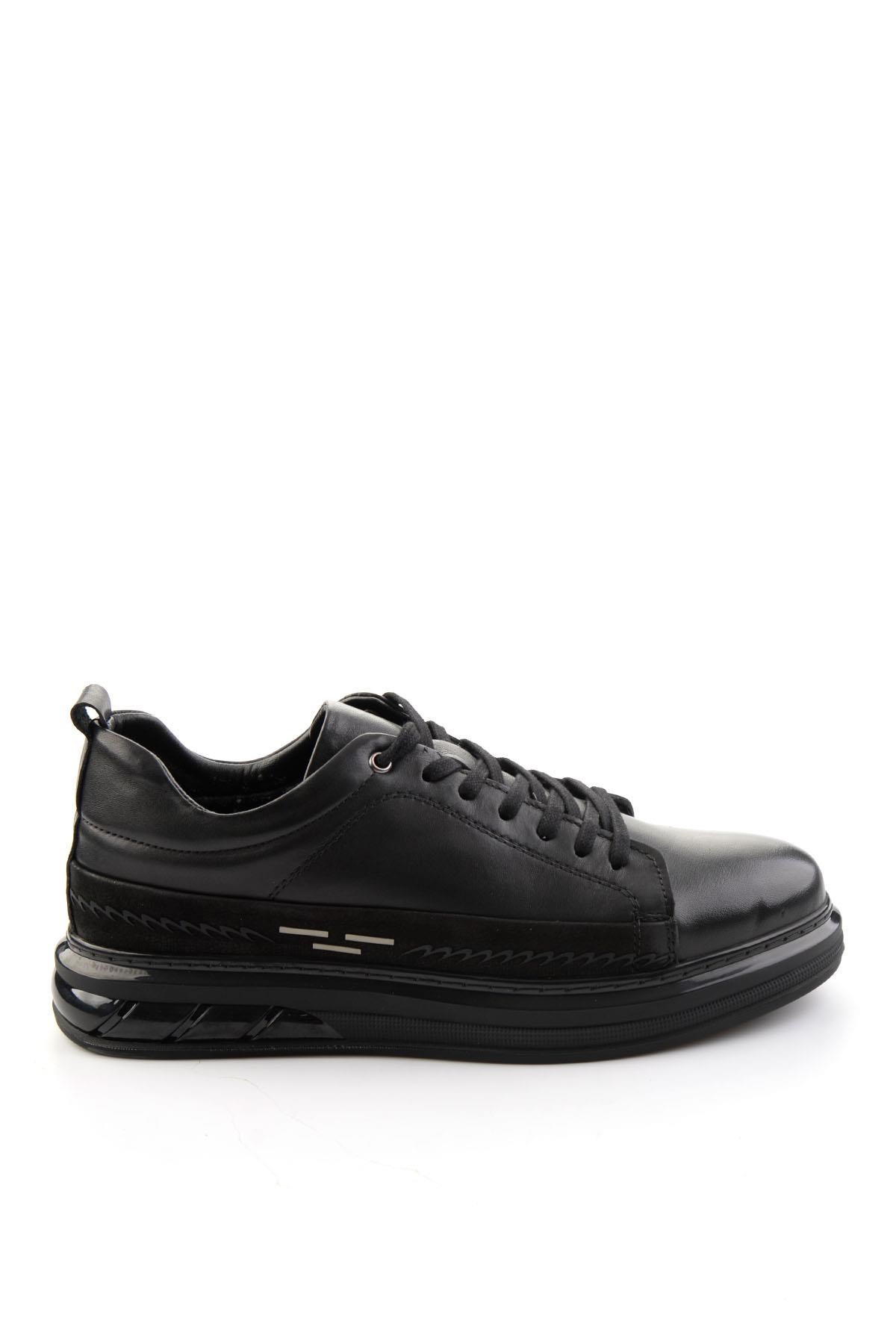 Siyah Hakiki Deri Erkek Sneaker E01080226343