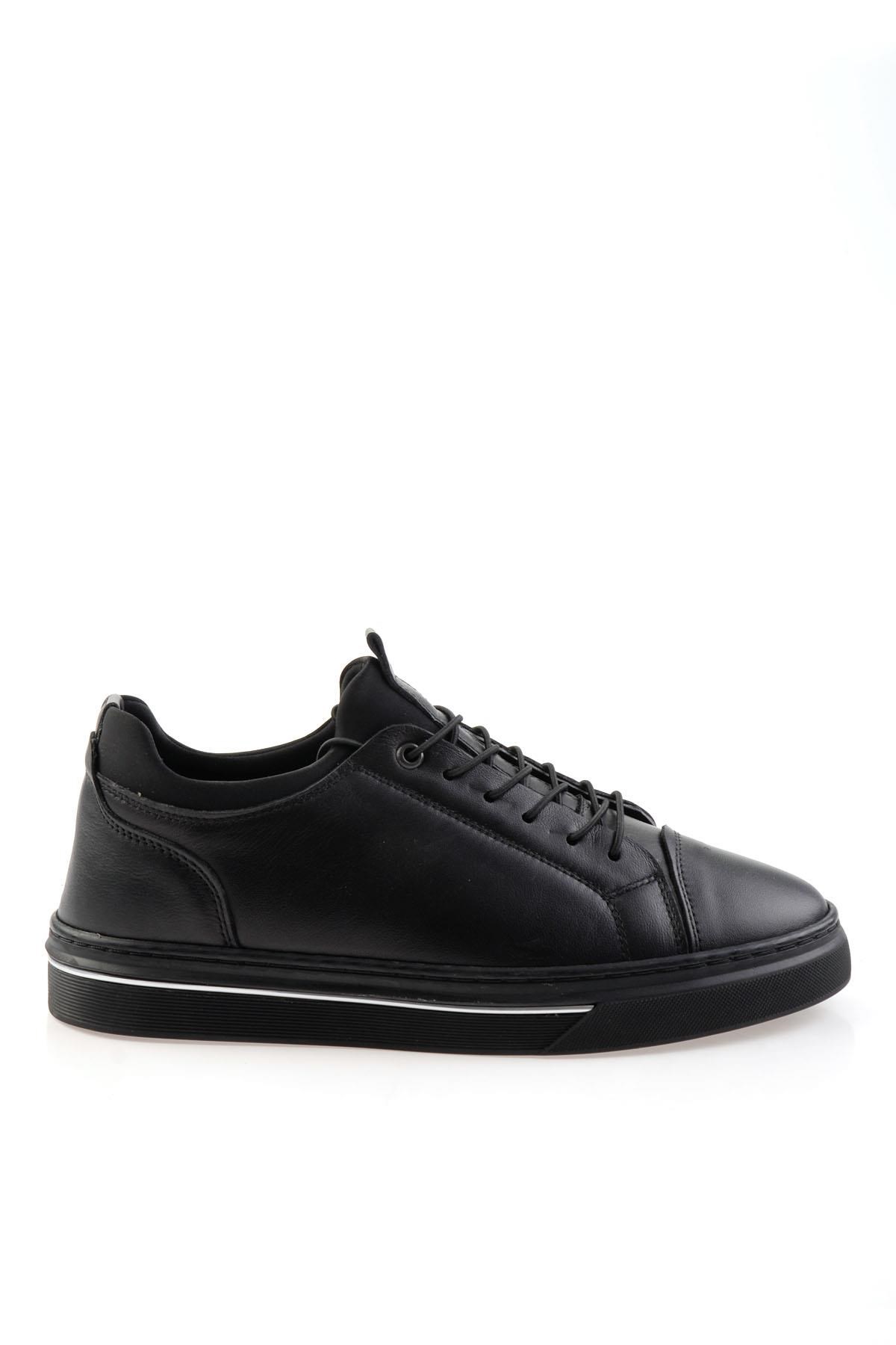 Siyah Hakiki Deri Erkek Sneaker E01082000603
