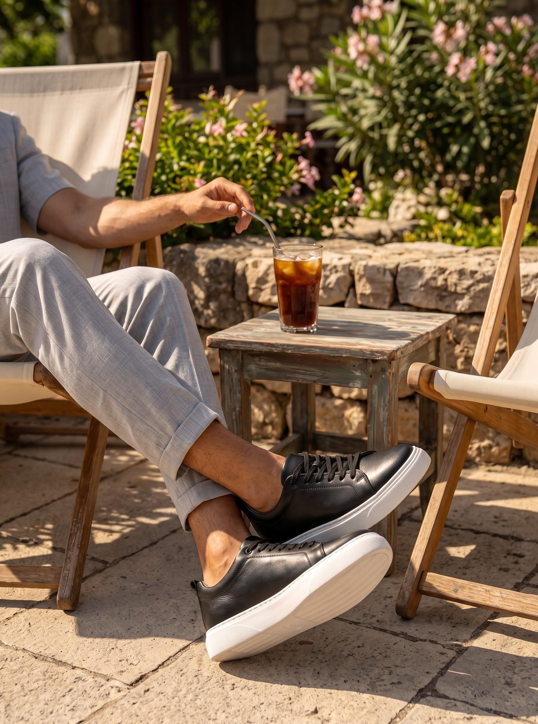 Siyah Hakiki Deri Erkek Sneaker E01082102043