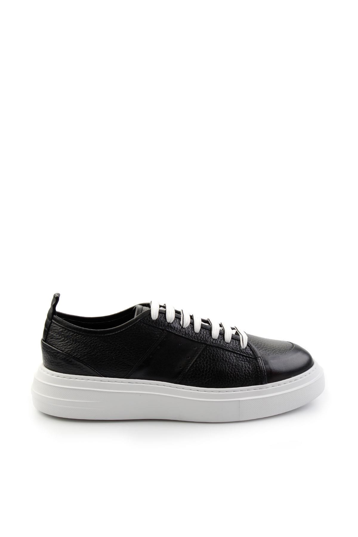 Siyah Hakiki Deri Erkek Sneaker E01083018003